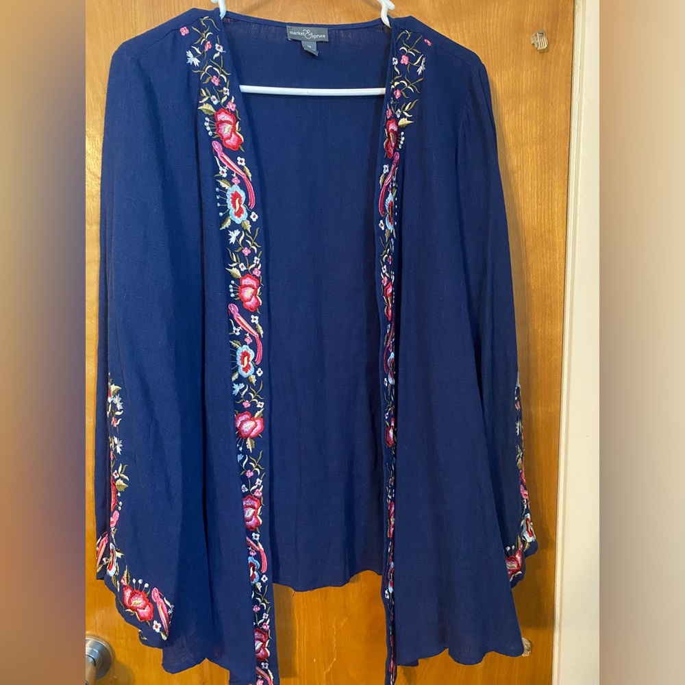 NWOT embroidered linen kimono - Picture 1 of 8